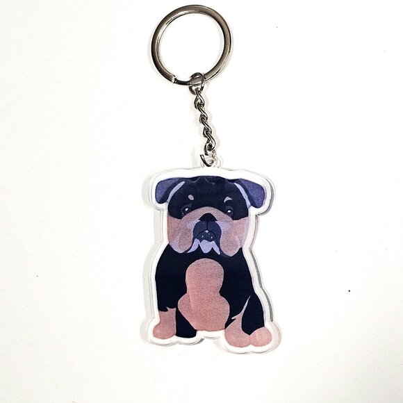 Bulldog Dog Keychain Cute Puppy Charm Gift Bag Pendant Accessory - Picture 9 of 14